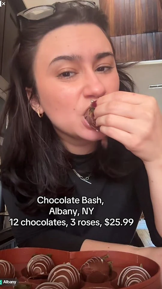 Local creator eating chocolates for a Chocolate Bash Valentine's Day ad